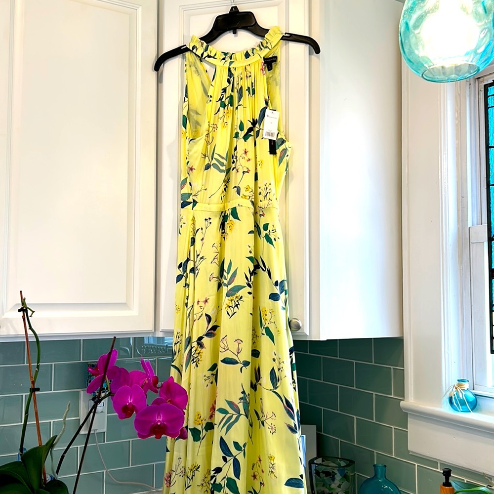 Banana Republic Floral Soft Satin Midi Dress New With Tags Size 4 - Picture 3 of 10